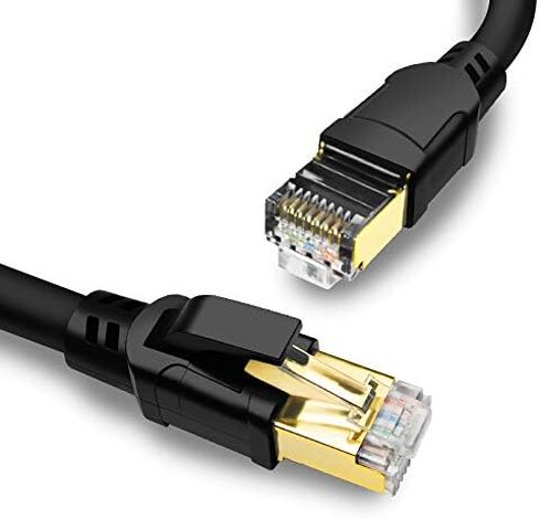 كابل إيثرنت Yauhody CAT 8 بطول 20 قدمًا، سرعة عالية 40 جيجابت في الثانية 2000 ميجا هرتز SFTP شبكة الإنترنت LAN مع موصل RJ45 مطلي بالذهب لجهاز التوجيه والمودم والكمبيوتر الشخصي والمفاتيح والكمبيوتر المحمول والألعاب وXbox (20 قدمًا/6 مترًا) أسود in Kuwait