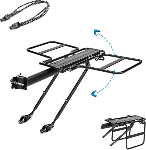 Jranter دراجة دراجة البضائع الرف الدراجة الخلفية البضائع الرف الإفراج السريع طوي الدراجة الأمتعة رف الدراجة الملحقات لظهر الدراجة صالح للدراجة الجبلية 24-29 مع الأشرطة بنجي 165 رطل in Kuwait