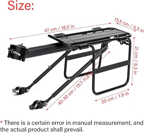Jranter دراجة دراجة البضائع الرف الدراجة الخلفية البضائع الرف الإفراج السريع طوي الدراجة الأمتعة رف الدراجة الملحقات لظهر الدراجة صالح للدراجة الجبلية 24-29 مع الأشرطة بنجي 165 رطل in Kuwait