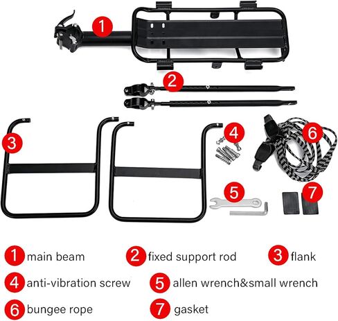 Jranter دراجة دراجة البضائع الرف الدراجة الخلفية البضائع الرف الإفراج السريع طوي الدراجة الأمتعة رف الدراجة الملحقات لظهر الدراجة صالح للدراجة الجبلية 24-29 مع الأشرطة بنجي 165 رطل in Kuwait