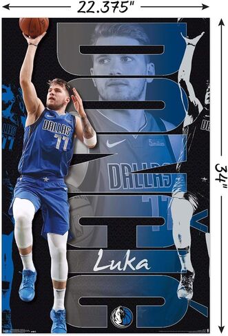 Trends International NBA Dallas Mavericks - ملصق حائط Luka Doncic 19، مقاس 22.375 بوصة × 34 بوصة، حزمة ملصق وتركيب in Saudi Arabia