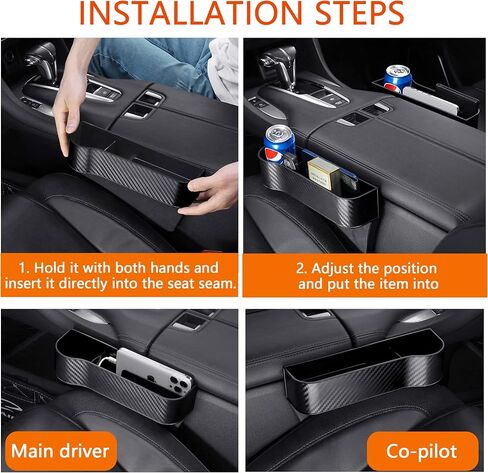 Nisstiiv Car Seat Gap Filler Organizer, Multifunctional Seat Gap Storage Box with Cup Holder, Console Side Extra Pouchs with USB Car Charger, Auto Accessories for Cellphone Wallet Key (A-Pair) in Saudi Arabia