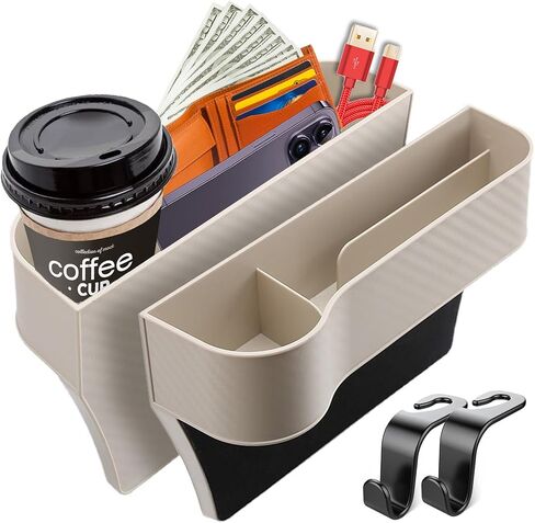 Nisstiiv Car Seat Gap Filler Organizer, Multifunctional Seat Gap Storage Box with Cup Holder, Console Side Extra Pouchs with USB Car Charger, Auto Accessories for Cellphone Wallet Key (A-Pair) in Saudi Arabia