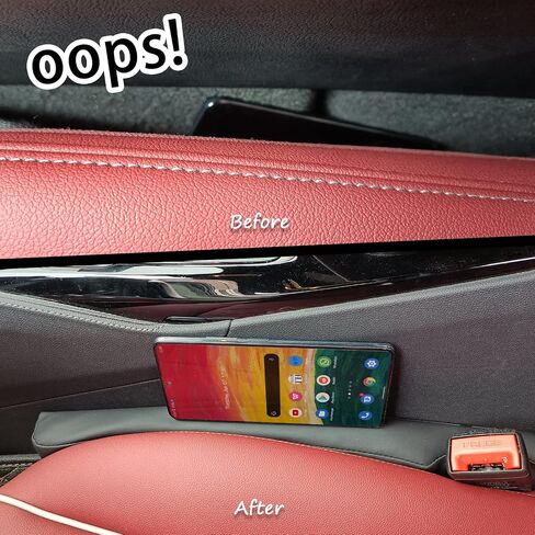 Happyworker Leather Car Seat Gap Fillers Universal Fit Organizer Stop Things from Dropping Under Pack of 2 (Black) in Saudi Arabia