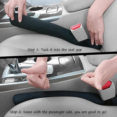 Happyworker Leather Car Seat Gap Fillers Universal Fit Organizer Stop Things from Dropping Under Pack of 2 (Black) in Kuwait