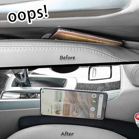 Happyworker Leather Car Seat Gap Fillers Universal Fit Organizer Stop Things from Dropping Under Pack of 2 (Black) in Kuwait