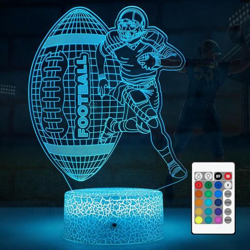 ضوء ليلي لكرة القدم، مصباح LED وهمي ثلاثي الأبعاد لكرة القدم الأمريكية، مصباح كرة قدم 16 لونًا متغيرًا للإضاءة الديكورية للأولاد والبنات هدية عيد الميلاد والعطلات (كرة القدم) in Saudi Arabia