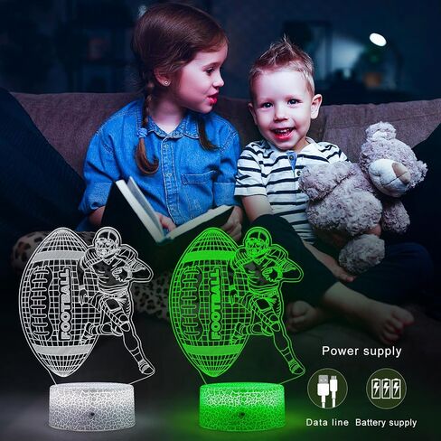 ضوء ليلي لكرة القدم، مصباح LED وهمي ثلاثي الأبعاد لكرة القدم الأمريكية، مصباح كرة قدم 16 لونًا متغيرًا للإضاءة الديكورية للأولاد والبنات هدية عيد الميلاد والعطلات (كرة القدم) in Saudi Arabia