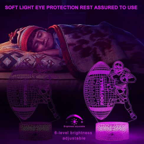 ضوء ليلي لكرة القدم، مصباح LED وهمي ثلاثي الأبعاد لكرة القدم الأمريكية، مصباح كرة قدم 16 لونًا متغيرًا للإضاءة الديكورية للأولاد والبنات هدية عيد الميلاد والعطلات (كرة القدم) in Saudi Arabia
