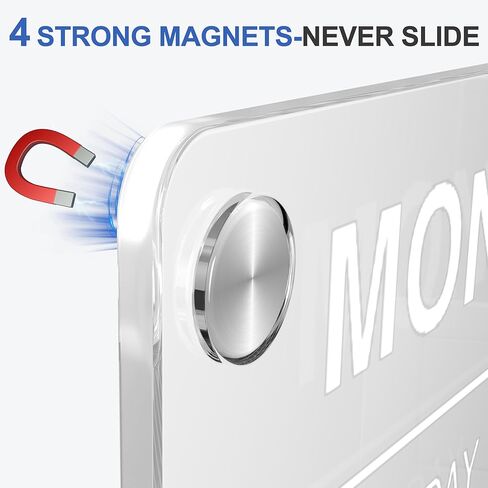 تقويم شهري مغناطيسي من الأكريليك الشفاف من HBlife للثلاجة، لوحة تخطيط للمسح الجاف مقاس 12 × 16 للثلاجة تتضمن 8 أقلام تلوين ملونة وحامل أقلام تحديد ومنديل in Kuwait