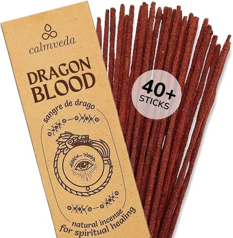 Potent Dragons Blood Incense Sticks - (40+Sticks, 9 inch) Thick Natural Resin Incense, Clean Charcoal Free | Sweet Spicy & Ambery Smelling Protection Incense (Sangre de Grado) (Burn Time 45+ Mins) in Kuwait