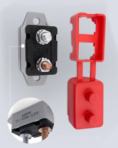 قاطع دائرة أوتوماتيكي 20 أمبير، تيار مستمر 12 فولت - 24 فولت مع غطاء مسمار للسيارات والشاحنات ومركبات RV والمركبات الكهربائية ومحركات السيارات والمركبات البحرية (4 قطع) in Kuwait