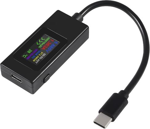 1 قطعة من النوع C USB-C اختبار التيار متر 4-30 فولت 5 فولت 12 فولت 24 فولت 0-6.5 أمبير 120 واط عداد الطاقة المتعدد مقياس التيار الكهربائي نوع C شاحن USB اختبار سعة عرض اللون محول الشحن السريع (النوع C أسود) in Saudi Arabia