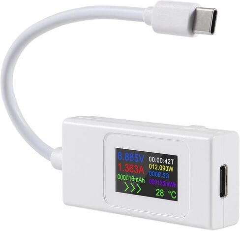 1 قطعة من النوع C USB-C اختبار التيار متر 4-30 فولت 5 فولت 12 فولت 24 فولت 0-6.5 أمبير 120 واط عداد الطاقة المتعدد مقياس التيار الكهربائي نوع C شاحن USB اختبار سعة عرض اللون محول الشحن السريع (النوع C أسود) in Saudi Arabia