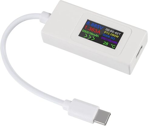 1 قطعة من النوع C USB-C اختبار التيار متر 4-30 فولت 5 فولت 12 فولت 24 فولت 0-6.5 أمبير 120 واط عداد الطاقة المتعدد مقياس التيار الكهربائي نوع C شاحن USB اختبار سعة عرض اللون محول الشحن السريع (النوع C أسود) in Saudi Arabia