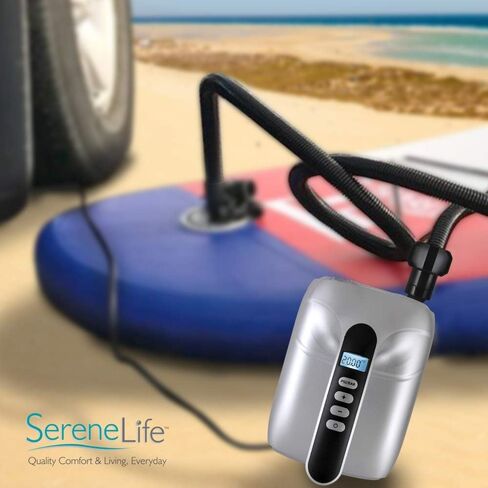 مضخة هواء كهربائية SUP ذات ضغط عالٍ 20 رطل لكل بوصة مربعة، مضخة لوحة مجداف تضخم مزدوجة المرحلة لألواح التجديف القابلة للنفخ، والقوارب، وقوارب الكاياك، وموصل سيارة بتيار مستمر 12 فولت من SereneLife in Saudi Arabia
