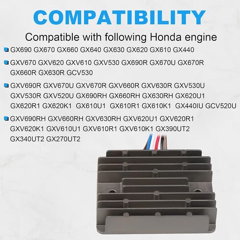 منظم الجهد الكهربائي مع حزام الأسلاك متوافق مع محرك Honda GX440 GX610 GX620 GX630 GX640 GX660 GX670 GX690 GXV530 GXV610 GXV620 GXV630R GXV660R GXV670 GXV690 GCV520U GCV530 in Saudi Arabia