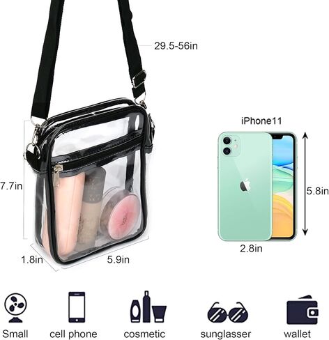 1Pc Clear Crossbody Purse Bag Stadium Approved Bag Transparent Shoulder Bag for Sports Games Concerts and Festivals,Sports Fan Handbags and Purses,stadium bag in Saudi Arabia