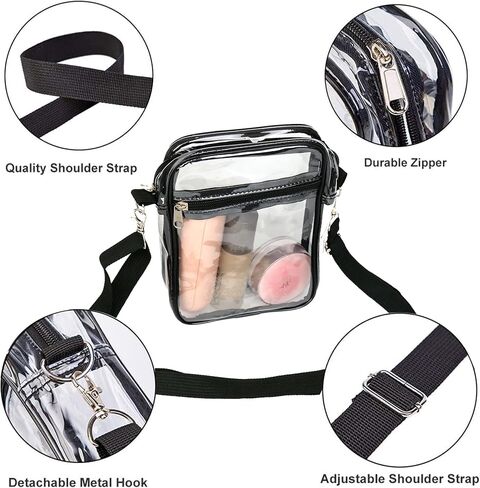 1Pc Clear Crossbody Purse Bag Stadium Approved Bag Transparent Shoulder Bag for Sports Games Concerts and Festivals,Sports Fan Handbags and Purses,stadium bag in Saudi Arabia