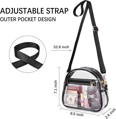 Clear Purse for Women Girls, Stadium Approved Clear Crossbody Bag,See Through Clear Bag with Adjustable Strap in Saudi Arabia