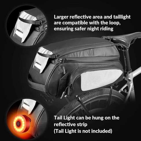 حقيبة الرف الخلفي للدراجة من WOTOW - ذات سطح مزدوج 9.5 لتر مقاومة للماء عاكسة للضوء مع حزام كتف، حقائب شحن للمقعد الخلفي للدراجات MTB Bike E-Bike in Kuwait