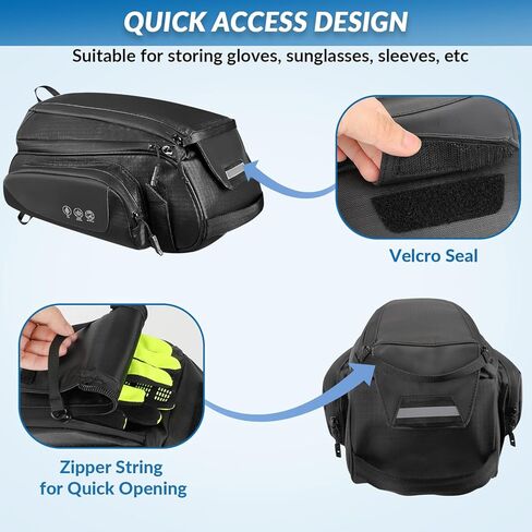 حقيبة الرف الخلفي للدراجة من WOTOW - ذات سطح مزدوج 9.5 لتر مقاومة للماء عاكسة للضوء مع حزام كتف، حقائب شحن للمقعد الخلفي للدراجات MTB Bike E-Bike in Kuwait