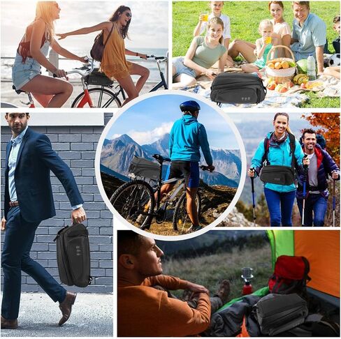 حقيبة الرف الخلفي للدراجة من WOTOW - ذات سطح مزدوج 9.5 لتر مقاومة للماء عاكسة للضوء مع حزام كتف، حقائب شحن للمقعد الخلفي للدراجات MTB Bike E-Bike in Kuwait