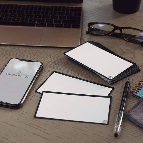 بطاقات Rocketbook Cloud - بطاقات ملاحظات صديقة للبيئة وقابلة لإعادة الاستخدام مع قلم Pilot FriXion ColorStick وقطعة قماش من الألياف الدقيقة متضمنة - مجموعة واحدة مكونة من 40 (3 × 5 بوصات) وحامل قلم/قلم رصاص (محطة القلم) in Kuwait
