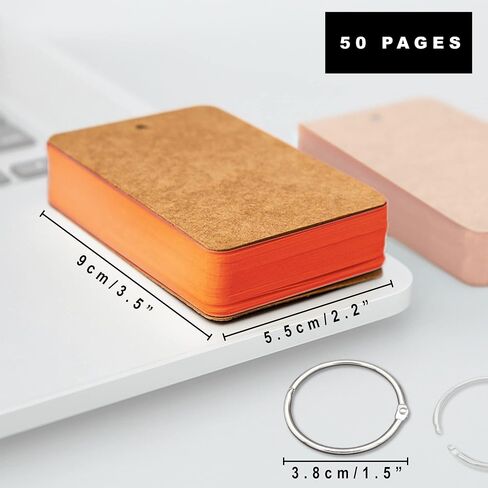 AVA Blank Colored Index Cards with Binding Rings, Easy Flip Flashcards, Study & Review Materials (Blue) in Saudi Arabia