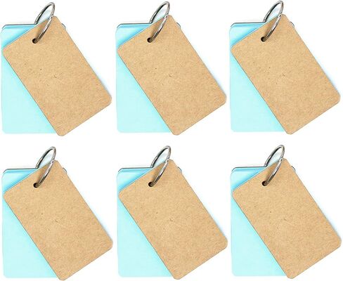 AVA Blank Colored Index Cards with Binding Rings, Easy Flip Flashcards, Study & Review Materials (Blue) in Saudi Arabia