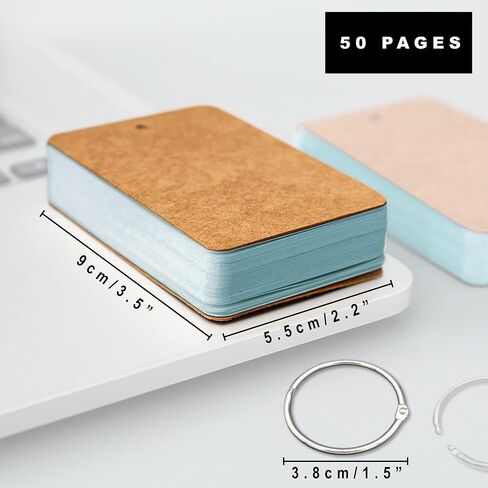 AVA Blank Colored Index Cards with Binding Rings, Easy Flip Flashcards, Study & Review Materials (Blue) in Saudi Arabia