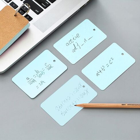 AVA Blank Colored Index Cards with Binding Rings, Easy Flip Flashcards, Study & Review Materials (Blue) in Saudi Arabia