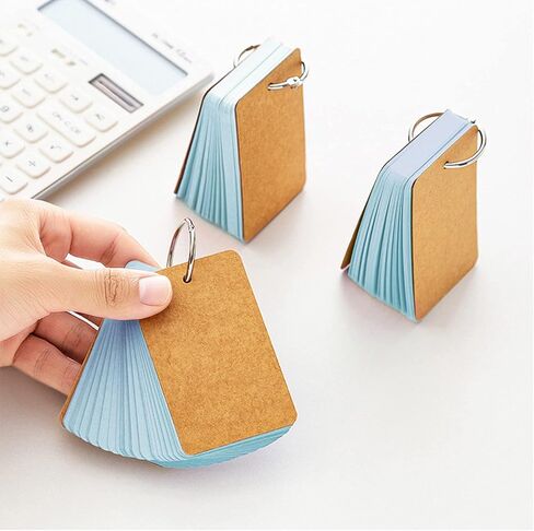 AVA Blank Colored Index Cards with Binding Rings, Easy Flip Flashcards, Study & Review Materials (Blue) in Saudi Arabia