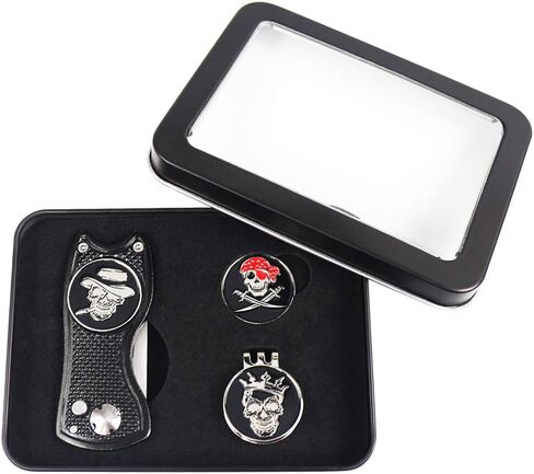 Golf Divot Repair Tool Ball Markers Hat Clip Gift Sets in Tin Box in Saudi Arabia