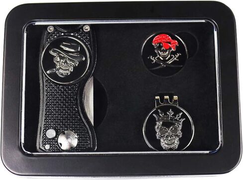 Golf Divot Repair Tool Ball Markers Hat Clip Gift Sets in Tin Box in Saudi Arabia