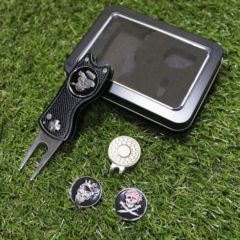 Golf Divot Repair Tool Ball Markers Hat Clip Gift Sets in Tin Box in Saudi Arabia