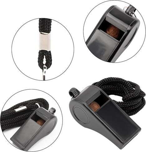 صافرة المدرب السوداء مع الحبل، 48 حزمة صافرة حكم كرة القدم في حالات الطوارئ مثالية للمدربين والمعلمين والحكام والتدريب والطوارئ in Kuwait