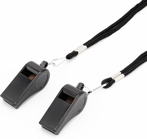 صافرة المدرب السوداء مع الحبل، 48 حزمة صافرة حكم كرة القدم في حالات الطوارئ مثالية للمدربين والمعلمين والحكام والتدريب والطوارئ in Kuwait