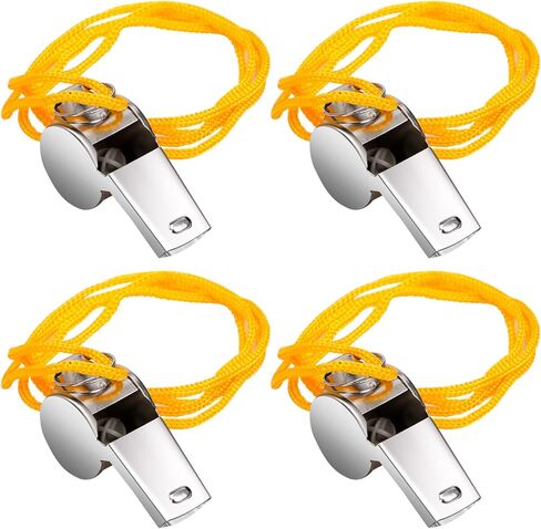 Whistle 4 Pack Coach Whistles Sports Whistle with Lanyard Ideal for Referee Coach Teachers Survival Emergency Training Officials Adults Kids in Kuwait