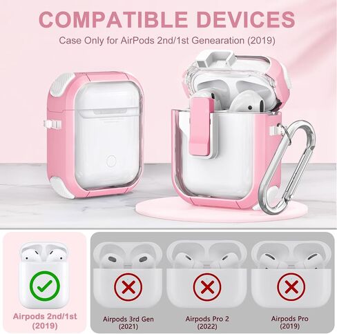 Clear Case for AirPods 2nd/1st Generation, Automatic Snap Switch Secure Lock AirPod Case Cover for Apple AirPods 2&1 Gen Charging Case with Metal Keychain,Army Green in Saudi Arabia