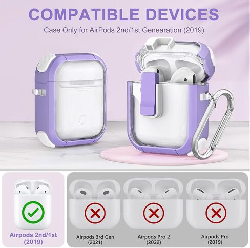 Clear Case for AirPods 2nd/1st Generation, Automatic Snap Switch Secure Lock AirPod Case Cover for Apple AirPods 2&1 Gen Charging Case with Metal Keychain,Army Green in Saudi Arabia