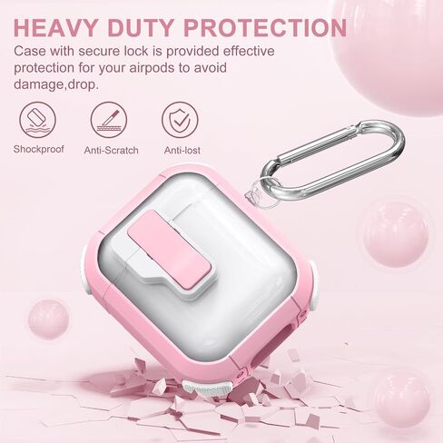 Clear Case for AirPods 2nd/1st Generation, Automatic Snap Switch Secure Lock AirPod Case Cover for Apple AirPods 2&1 Gen Charging Case with Metal Keychain,Army Green in Saudi Arabia