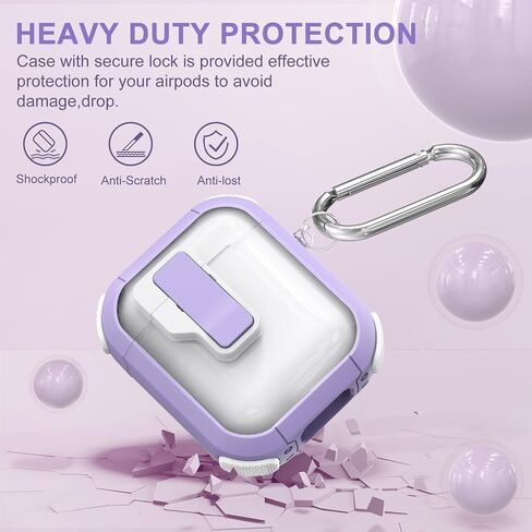 Clear Case for AirPods 2nd/1st Generation, Automatic Snap Switch Secure Lock AirPod Case Cover for Apple AirPods 2&1 Gen Charging Case with Metal Keychain,Army Green in Saudi Arabia
