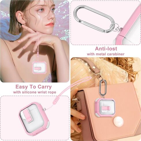 Clear Case for AirPods 2nd/1st Generation, Automatic Snap Switch Secure Lock AirPod Case Cover for Apple AirPods 2&1 Gen Charging Case with Metal Keychain,Army Green in Saudi Arabia