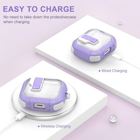 Clear Case for AirPods 3 Gen Case 2021, Automatic Snap Switch Secure Lock Airpod Case Cover for Apple Airpods 3rd Generation Charging Case with Metal Keychain,Army Green in Kuwait