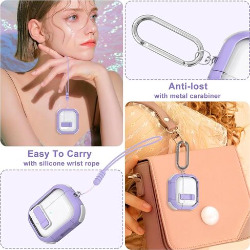 Clear Case for AirPods 3 Gen Case 2021, Automatic Snap Switch Secure Lock Airpod Case Cover for Apple Airpods 3rd Generation Charging Case with Metal Keychain,Army Green in Kuwait