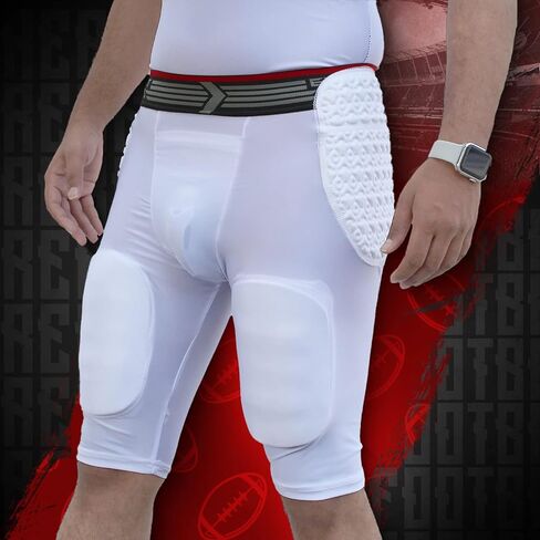حزام كرة القدم Exxact Sports Rebel 5-Pad للكبار للرجال مع الورك والفخذين ومنصات عظمة الذنب، وسروال ضغط مبطن، وحزام كرة قدم للرجال مع جيب للكوب، وسادات واقية لكرة القدم in Saudi Arabia