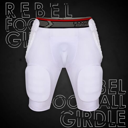 حزام كرة القدم Exxact Sports Rebel 5-Pad للكبار للرجال مع الورك والفخذين ومنصات عظمة الذنب، وسروال ضغط مبطن، وحزام كرة قدم للرجال مع جيب للكوب، وسادات واقية لكرة القدم in Saudi Arabia