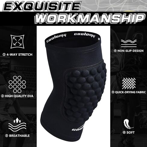 COOLOMG Basketball Knee Pad for Kids Youth Adult, Compression Anti-slip Knee Sleeve for Baseball Volleyball Football, Sports Knee Protector in Saudi Arabia
