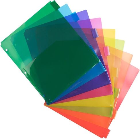 JAM PAPER Plastic Index 5-Tab Dividers w/Double Pockets - 9 3/4 x 11 1/2 - Clear - 5 Tabbed Dividers/Pack in Saudi Arabia